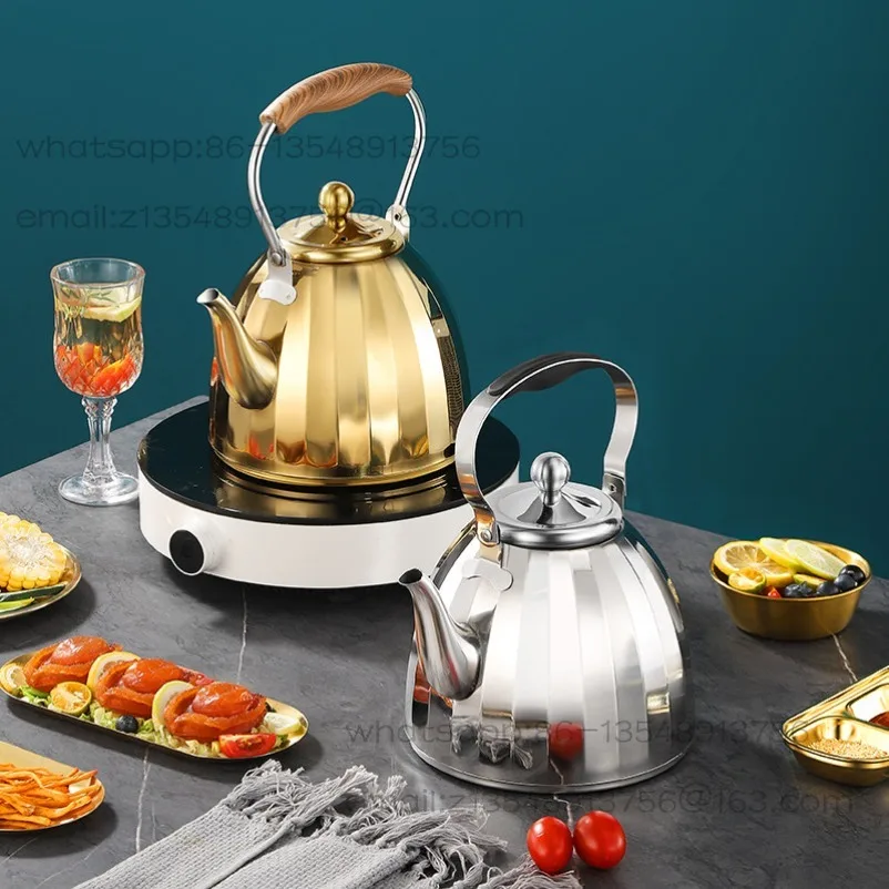 Stainless Steel Thickened Teapot Restaurant Kettle Hotel Commercial Large-capacity Teapot Induction Cooker Universal