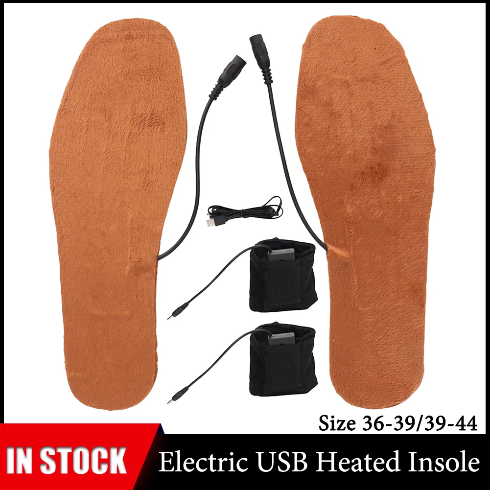 

USB Heated Shoe Insoles Electric Rechargeable Foot Warming Pad Soft Feet Warmer Sock Pad Mat Cuttable Size 36-39/39-44 Winter