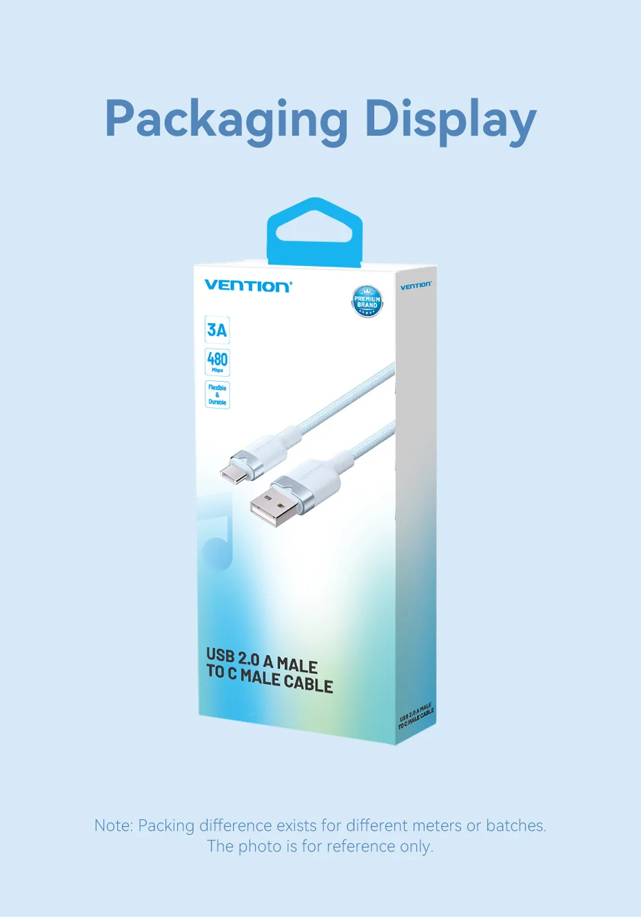 Vention USB C Cable 3A QC3.0 USB A to USB Type C Cable Fast Charging Cord USB-C Charge Wire Data for Iphone 17 16 Huawei Xiaomi