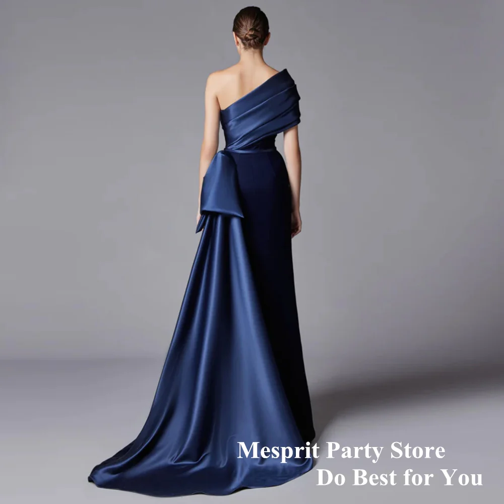 Velour Mermaid Evening Dress Customized One Shoulder Pleat Side Slit Sweep Train Saudi Arab Formal Occasion Dresses Prom Gown