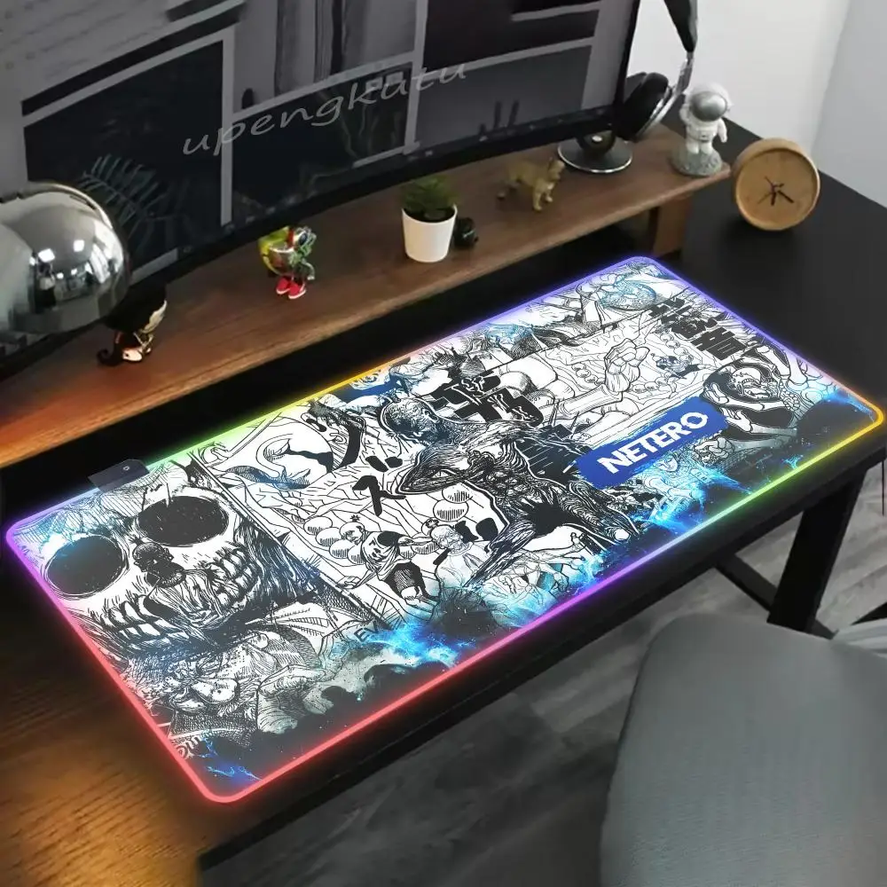 H-hunter x H_hunter Mouse Pad Gaming LED manga Mouse Mat 900x400 Office Anime Table Pads  Lockrand Desk Mat RGB Keyboard Mat XXL