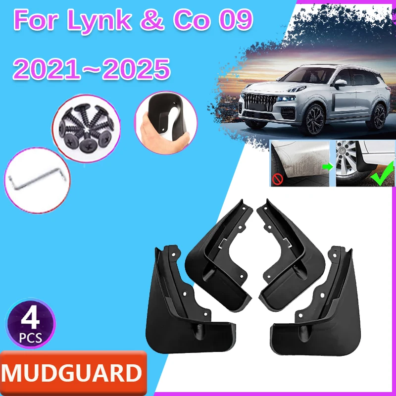 

For Lynk & Co 09 2021 2022 2023 2024 2025 EX11 4PCS Car Mudguards Splash Wheels Protection Mud Flaps Guard MudFlaps Accessories