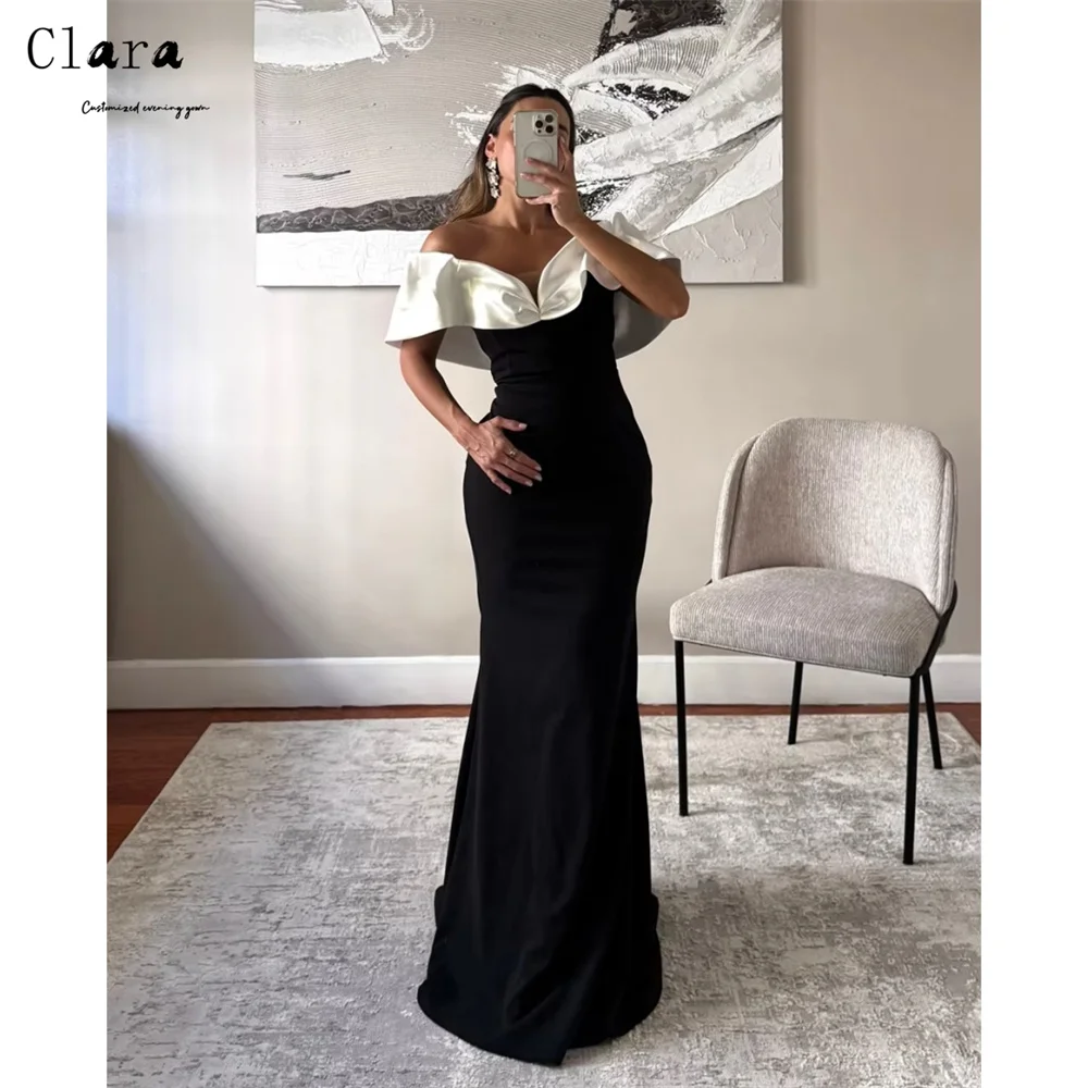 Clara Custom Black Sweetheart Off-spalla Fishtail Curvo Abiti da festa eleganti 2025 Abiti da ballo di lusso Abito lungo da ballo Donna