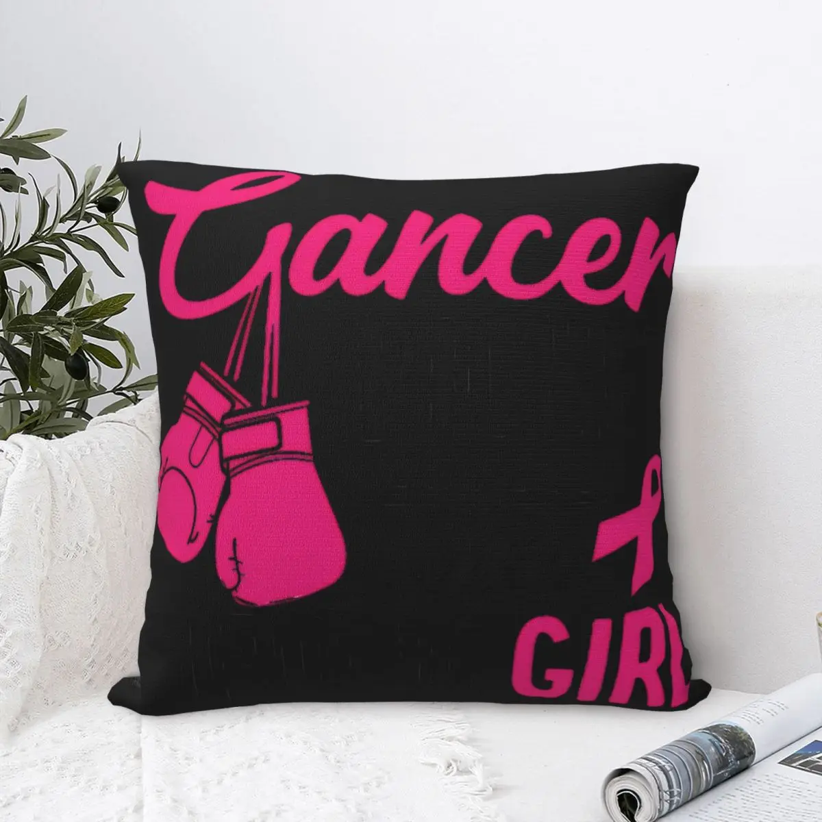 Breast Cancer Picked The Wrong Girl Pillowcase Polyester Cushion Cover Decorations Pillow Case Cover Home Zipper 45X45cm