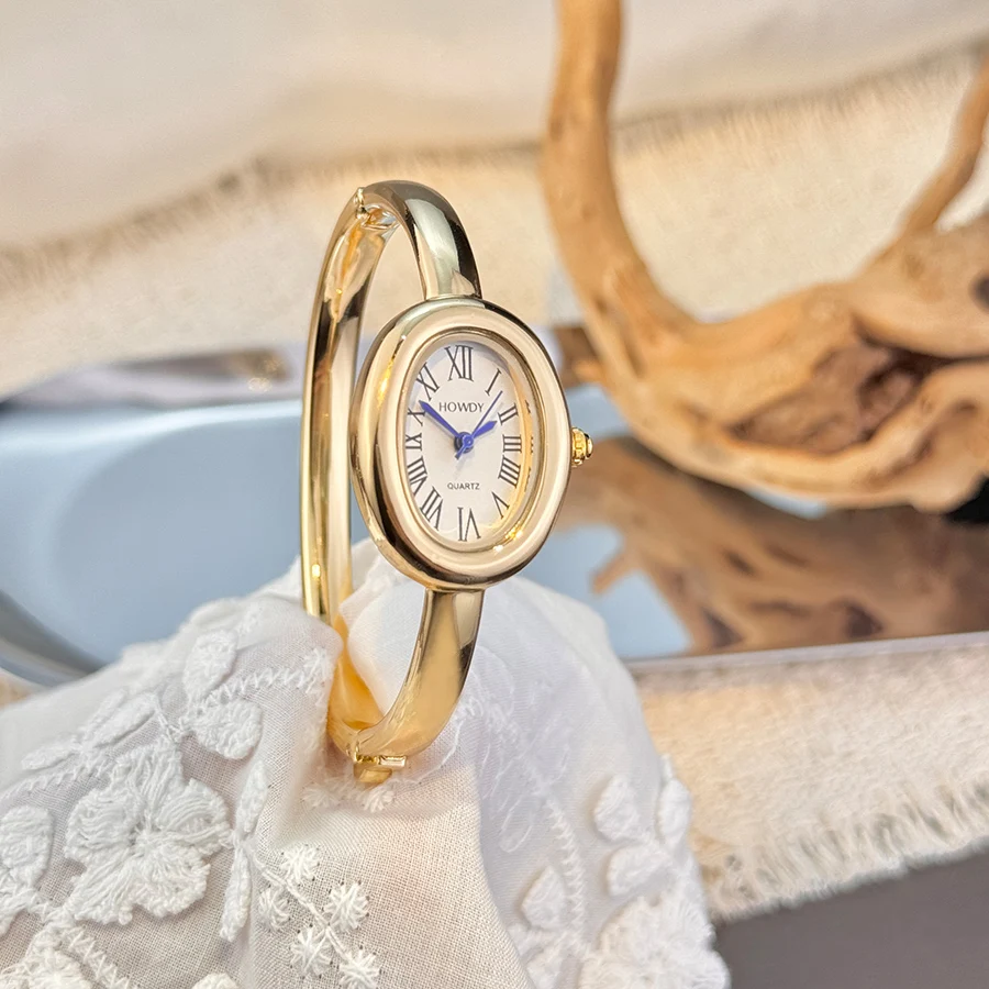 New Style Bathtub Bracelet Small Dial Exquisite and Unique Light Luxury Women's High-End Roman Numerals Oval Quartz Watch