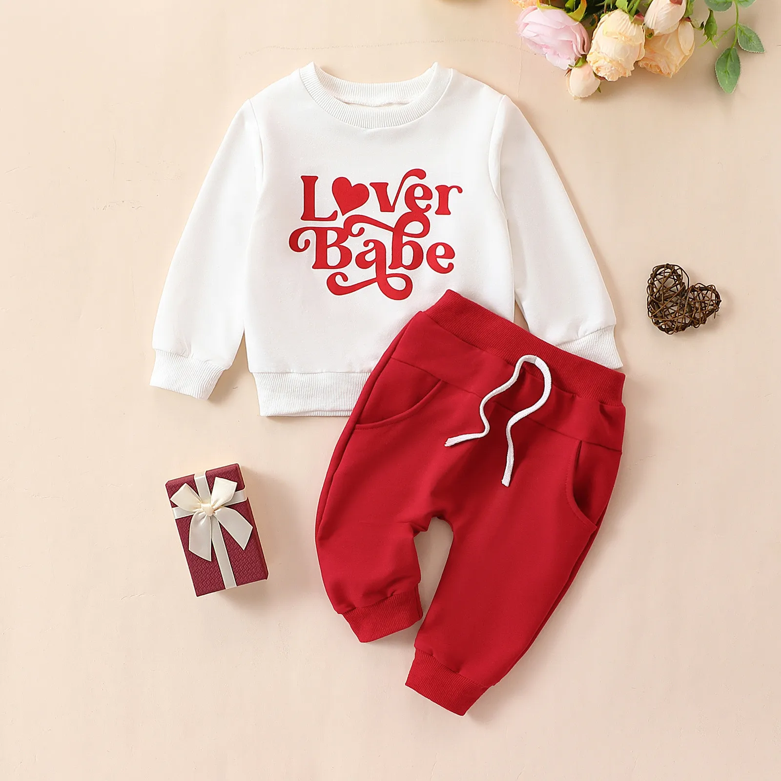 

0-24M Infant Baby Boys Clothes Sets Autumn Winter 2pcs Outfits Long Sleeve Letter Print Sweatshirt Tops+Pants Two Piece Sets