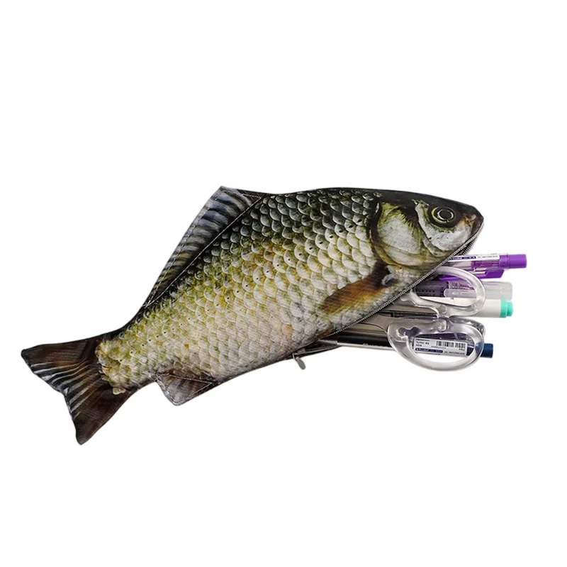 

Pen Bag Crucian Carp Shape Pencial Case Cute Sea Fish Pencil Box Cosmetic Pouch Zip Box School Stationery Storage Bag