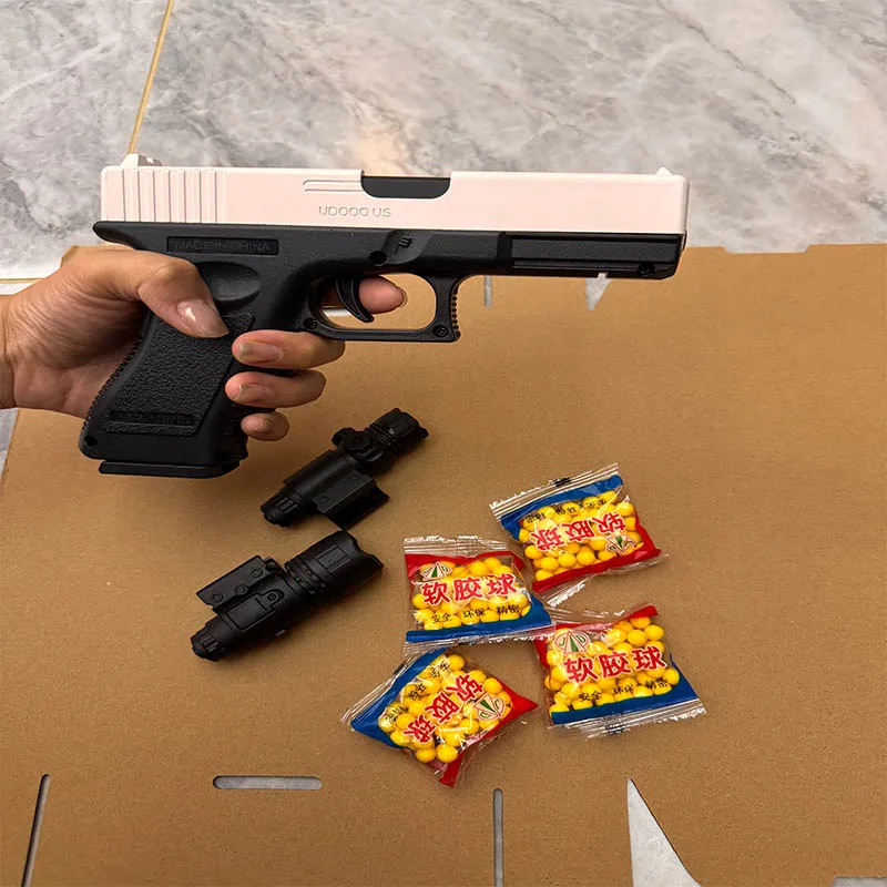Manual Pulling Bolt G18 Shooting Pistol Toy Gun Shock Wave Model Prop Adult and Children Outdoor CS Game Toy