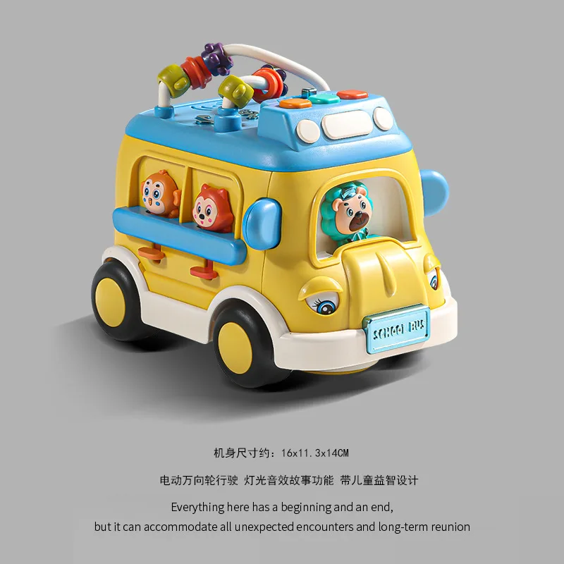 Nowy Elektryczny Uniwersalny Autobus Szkolny na Kołach Zabawka dla Chłopców i Dziewcząt Edukacyjna Zabawa Śpiewający Pojazd Model do Zabawy Transport na Kolejach Zabawka