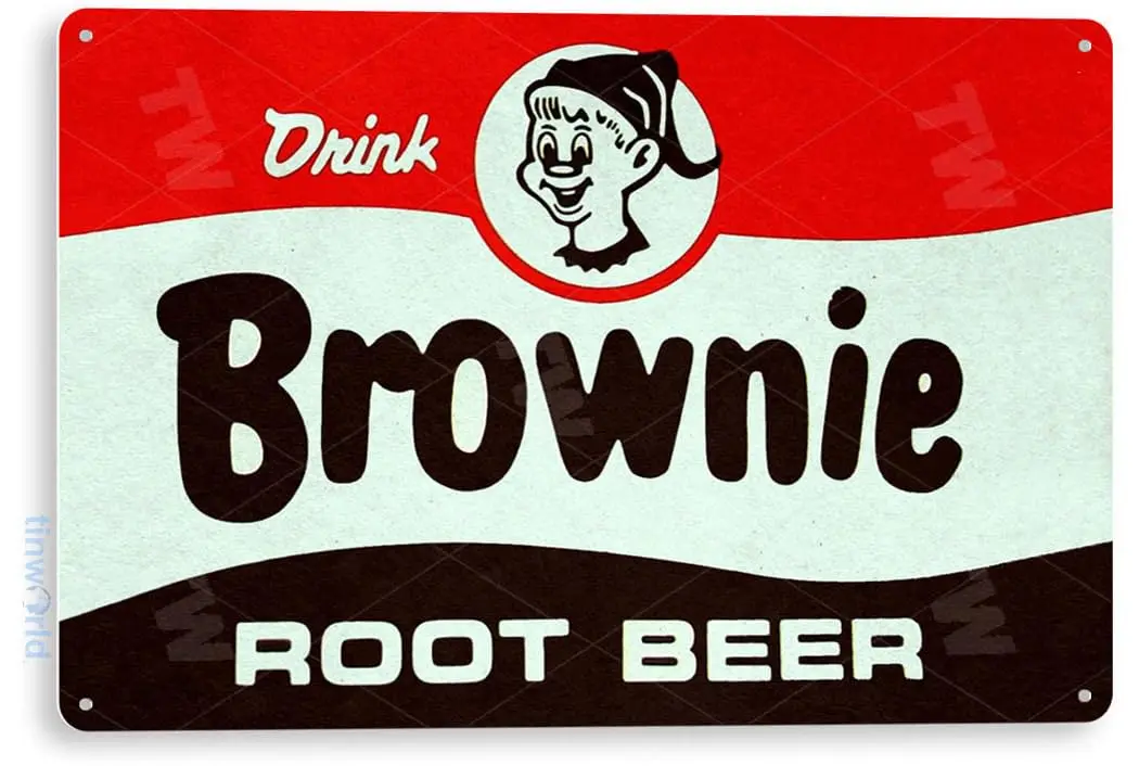 Tinworld Tin Sign Brownie Root Beer Retro Rustic Cola Store Metal Sign Decor Kitchen Cottage Cave B657 sign