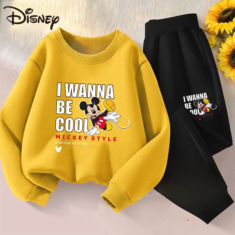 Spring Autumn Children's Clothing Sets Disney Mickey Print Boys Thin Breathable Sweatshirt and Sweatpant 2cps Suit Tracksuit