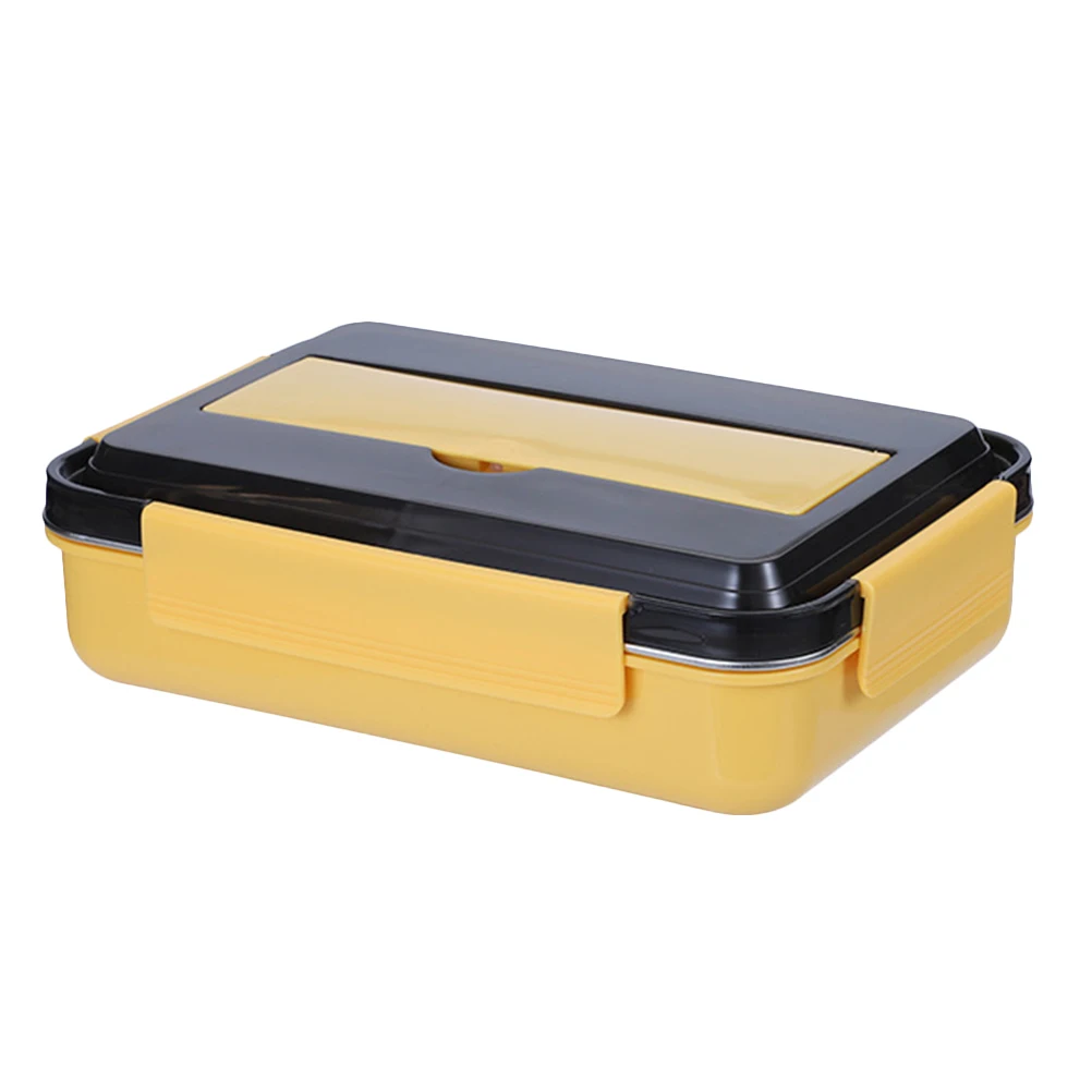 

Stainless Steel Lunch Box 4 Compartments Sealed Carrier Yellow Food Container Camping Students Kitchen Barware