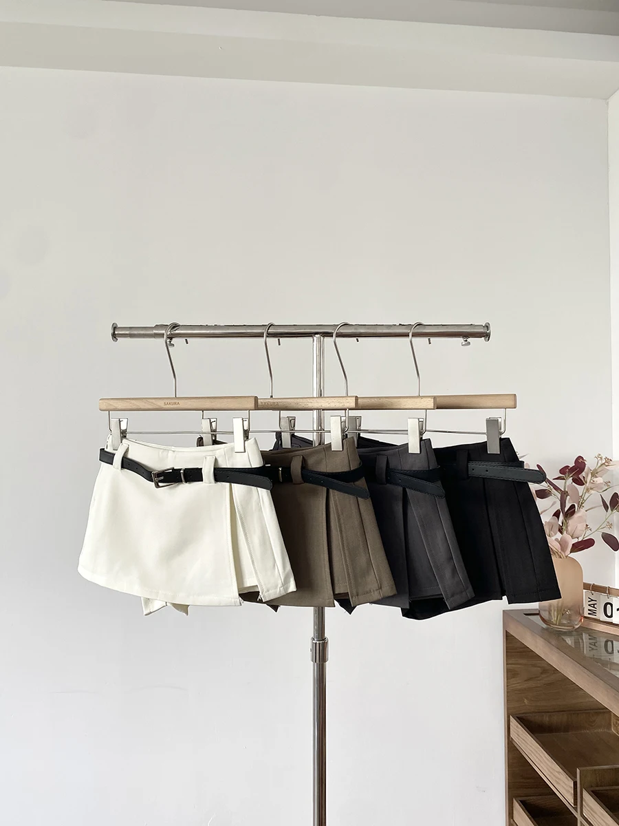 

American Sle High Waist Slimming f Skirt Women's Commuter Faion Casual A-Line ort Skirt Pants Polyester Fiber