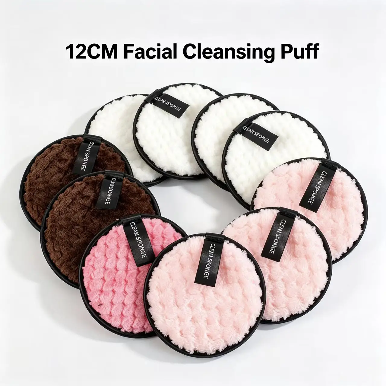 Reusable Microfiber Makeup Remover Puff 12CM Round Soft Facial Cleansing Sponge Washable Clean Sponge Pads No Need Cleansing Oil