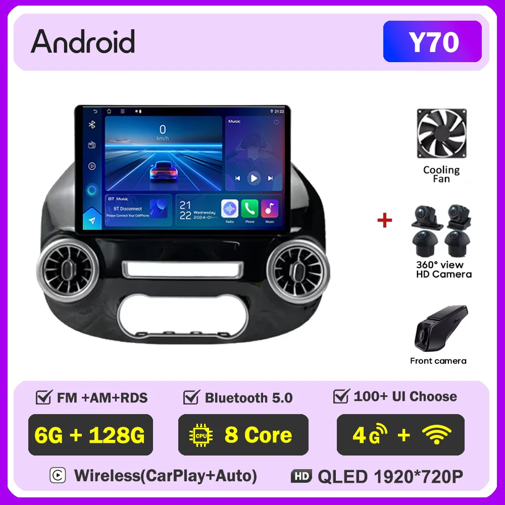 Android 12.3 Inch Voor Mercedes Vito W447 2014-2022 Autoradio Multimedia Video Player GPS Radio 5G CarPlay navigatie WIFI GPS BT