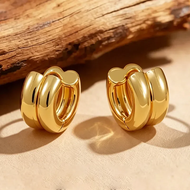 

2026 European American Ins Style U Shaped Ear Buckle Geometric Earrings for Women Real Gold Electroplated Versatile Simple