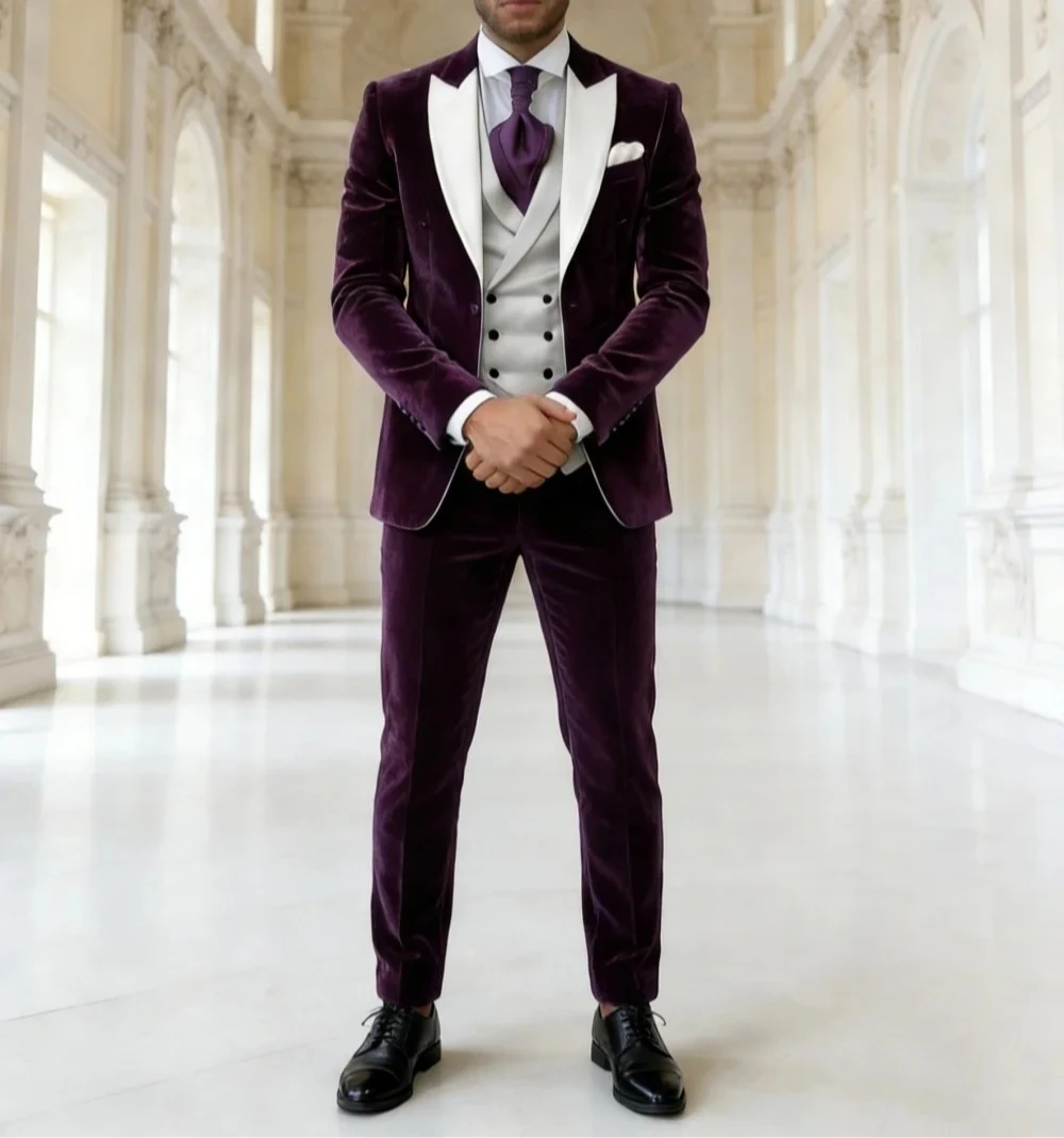 

Velvet Mens Suit Set Classic Single Breasted Suit Set Includes Jacket Pants For Office