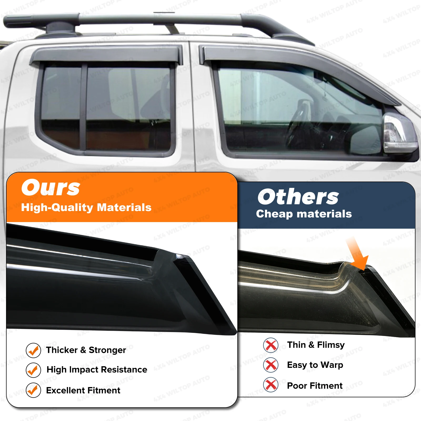 Side Window Deflector Visors For Nissan Navara D40 2006-2010 2011 2012 2013 2014 Weathershields Sun Rain Guard Car Accessories