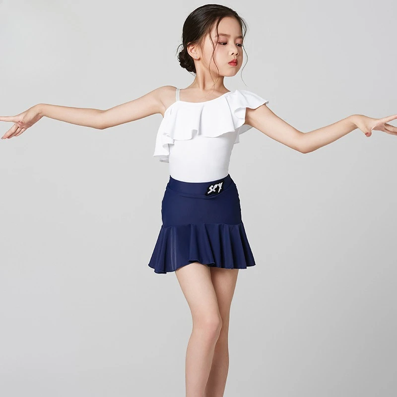 Novo verão crianças terno de dança latina terno prática para meninas