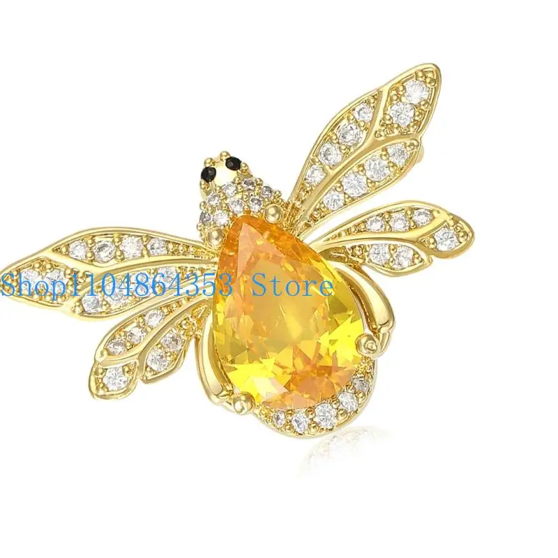 652F Bees Crystal Brooch Stylish Lapel Pin for Outfits Enhancement