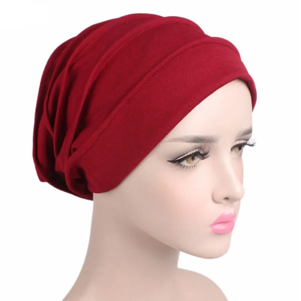 Cancer Cotton Head Cap Hat Elastic Cloth Chemo Cap Women Ruffle Hat Breathe Hat