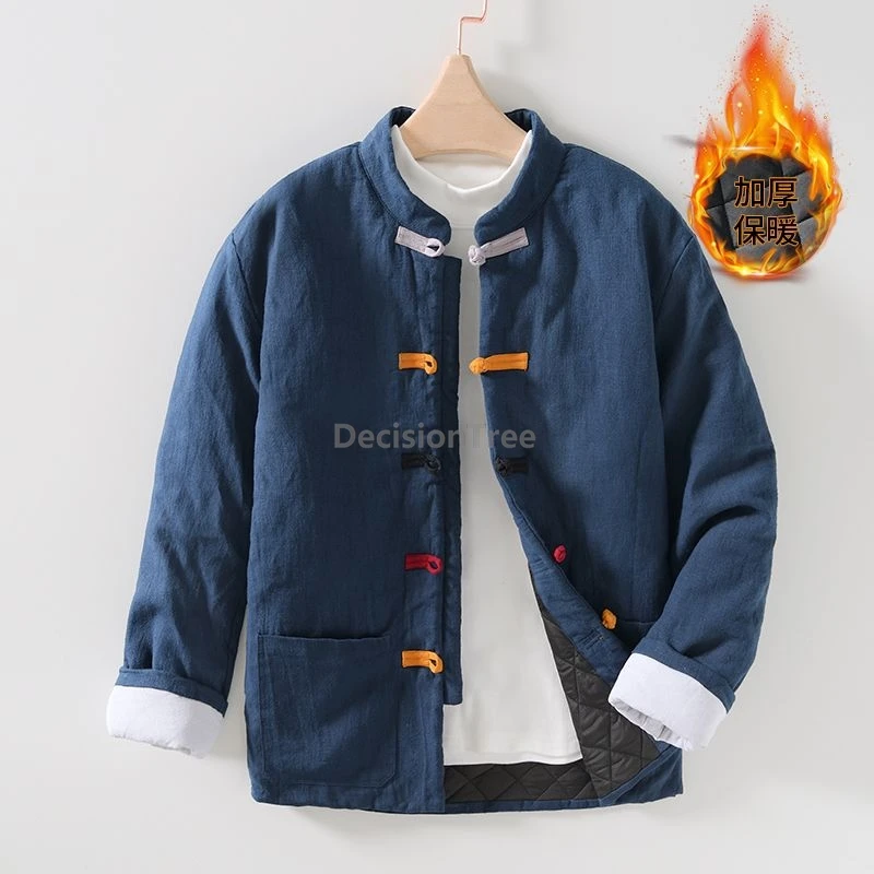 2025 colorful button trendy popular coat winter men's thicken warm tang suit coat leisure loose daily versatile chinese jacket