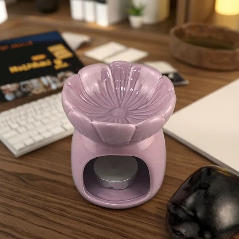 

Ceramic Aromatherapy Burner Essential Oil Furnace Solid Color Indoor Candle Holder Fragrance Burner Lamp Home Decor