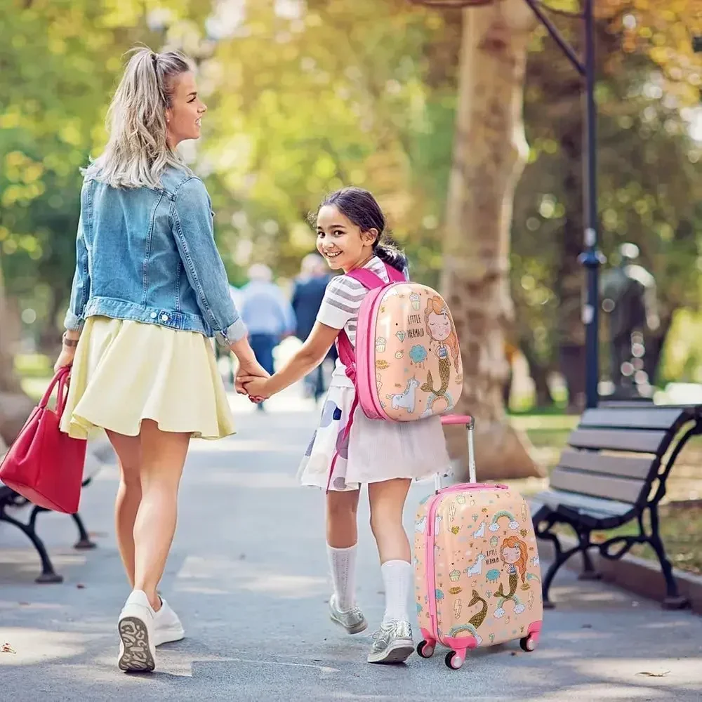 Children's 12 Backpack and 18 Spinner Suitcase Set for Travel, Unisex Toddler Luggage Gift