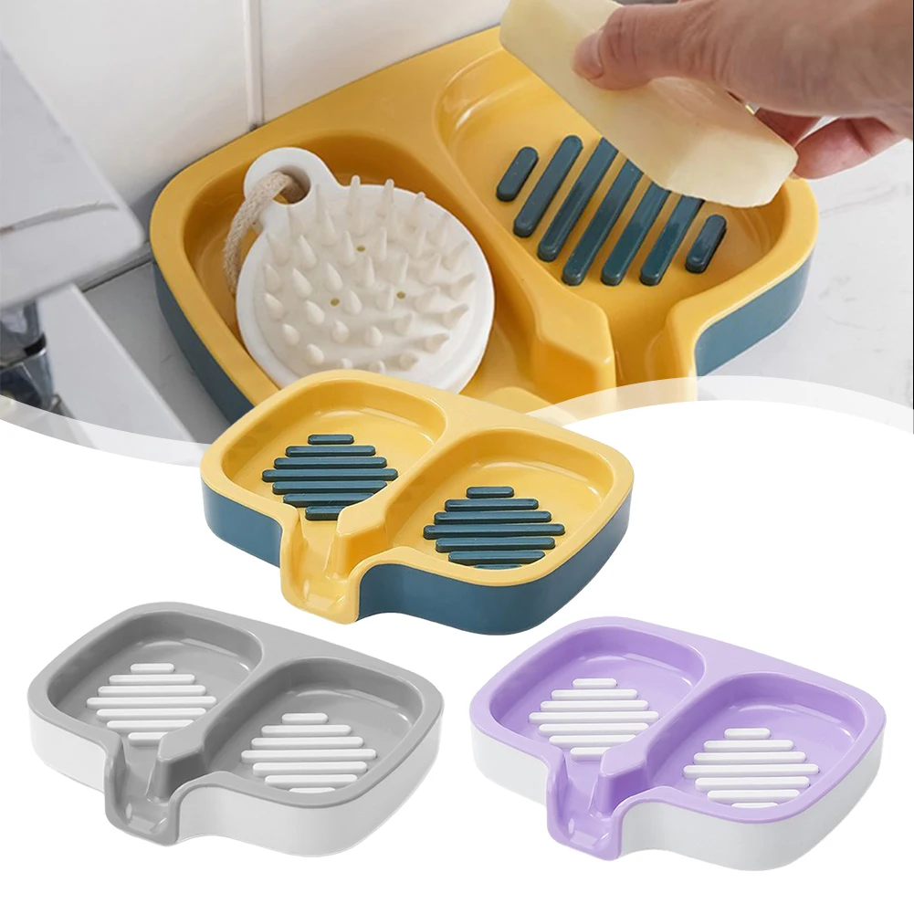 1pc Self Draining Soap Holder Dish Shampoo Bar Holder Bathroom Kitchen Sink Wall-mounted Drain Soap Holder Soap Dishes Hardware