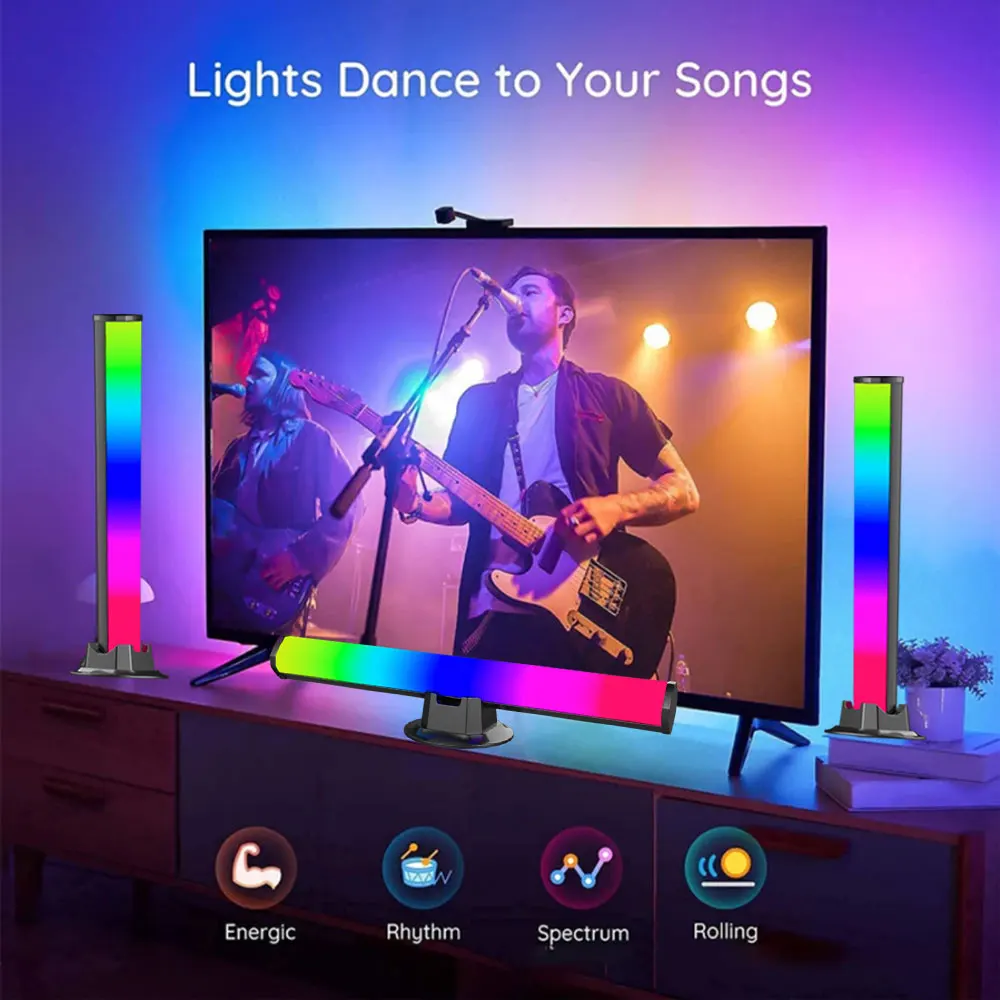 Smart LED Symphony Sound Control Pickup Light RGB Music Rhythm lampada ambientale con controllo App per TV Compute Gaming Desktop Decor