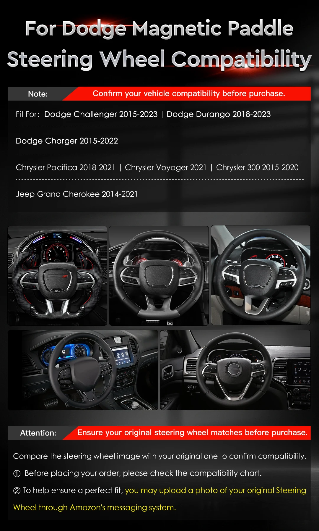 OHC Carbon Magnetic Aluminum Alloy Steering Wheel Paddle Shifters For Dodge Challenger Charger Jeep Durango Grand Cherokee