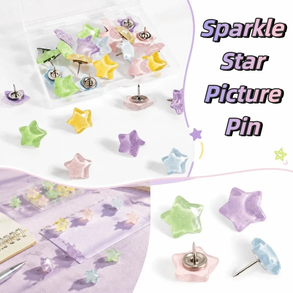 Shiny Glitter Surface Glitter Push Pins Multi-Color Glitter Solid Metal Pin Decorative Push Pins Sharp Metal Tips