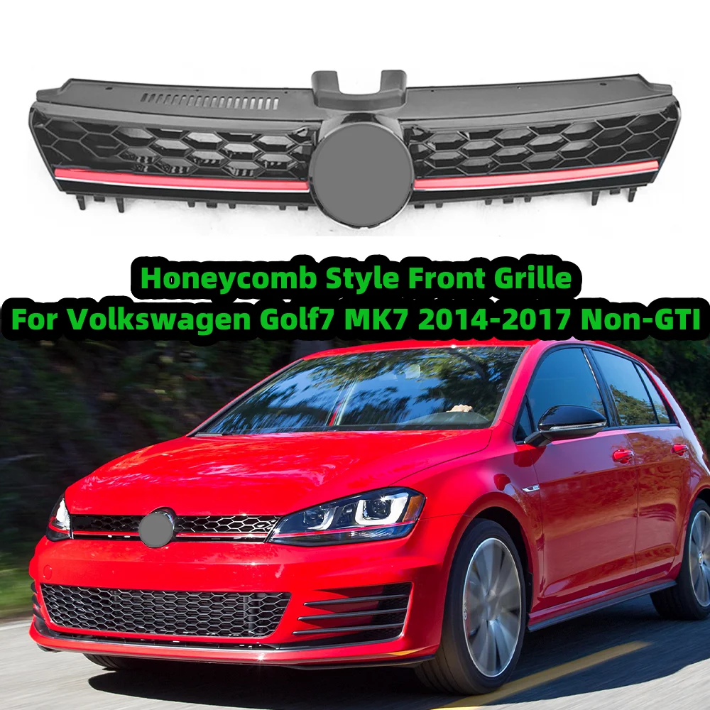 For Volkswagen Golf7 MK7 2014 2015 2016 2017 GTI Style Honeycomb Mesh Car Front Bumper Radiator Grille Center Racing Grill