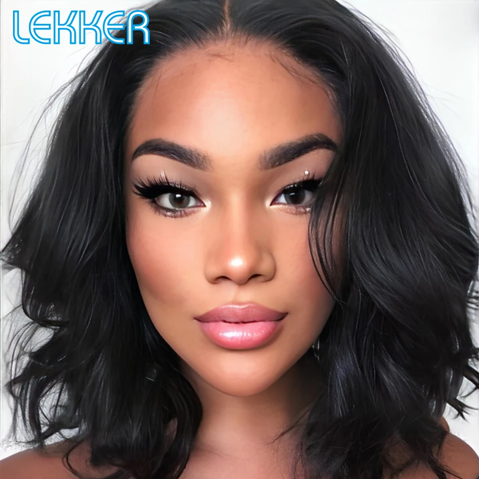 

Парики Lekker Body Wave Bob 13x4 женские, фронтальные волосы из человеческих волос, бразильские волосы без клея, волнистые, HD 12 дюймов