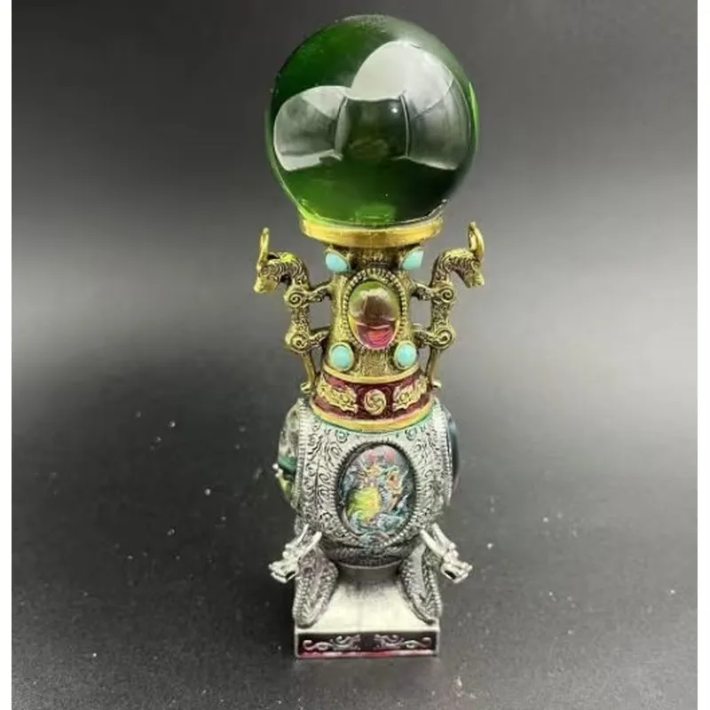Vintage Craft Alloy , Ancient Style Gift, Feng Shui Ball, Cloisonné Painted Inlaid Luminous Four Divine Beasts Ornament
