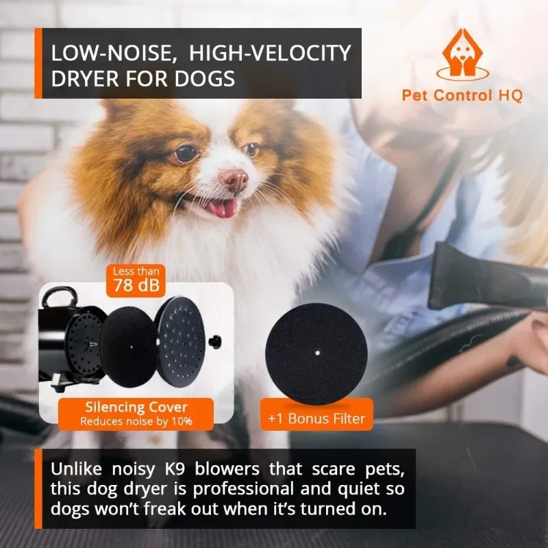 Dog Hair Dryer Blower for Grooming - Professional High Velocity 4.5HP Blow Dryer for Dogs - Pet Dryer Adjustable Heat