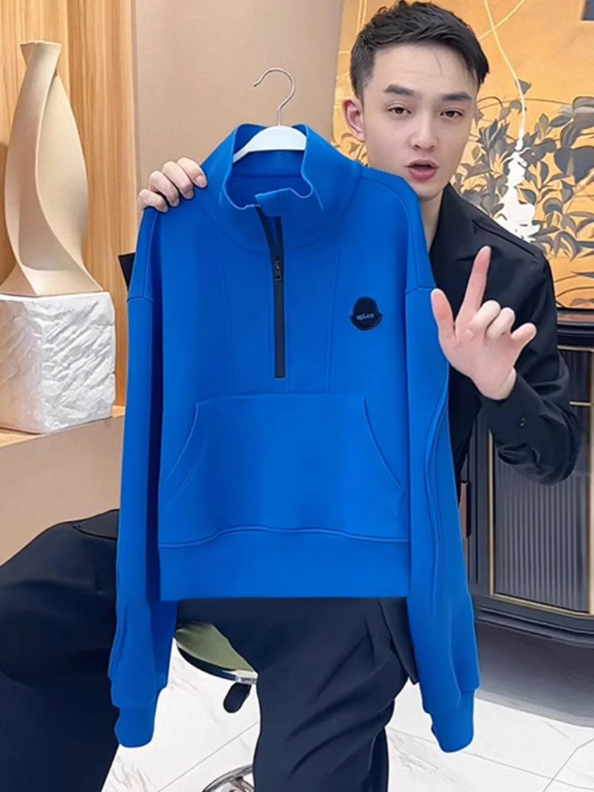 

Женская толстовка Ele Blue на молнии, весенне-осенняя, базовая, модная, в корейском стиле, свободного кроя, с длинными рукавами, из хлопка и полиэстера.