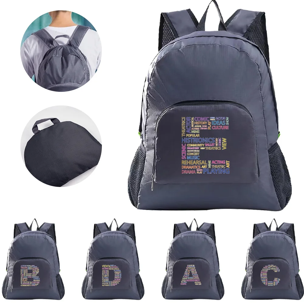 Fashion Foldable Backpack Climbing Ultralight Folding Travel Bag Hiking Backpack Text Letter Series Outdoor Sports Rucksack