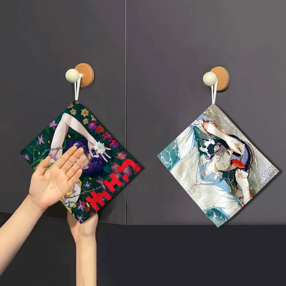 Action Anime Chainsaw Man Reze Arc Polyester Cotton Hanging Kitchen Towel, Soft Hand Wiping Towel for Kitchen Bathroom Home