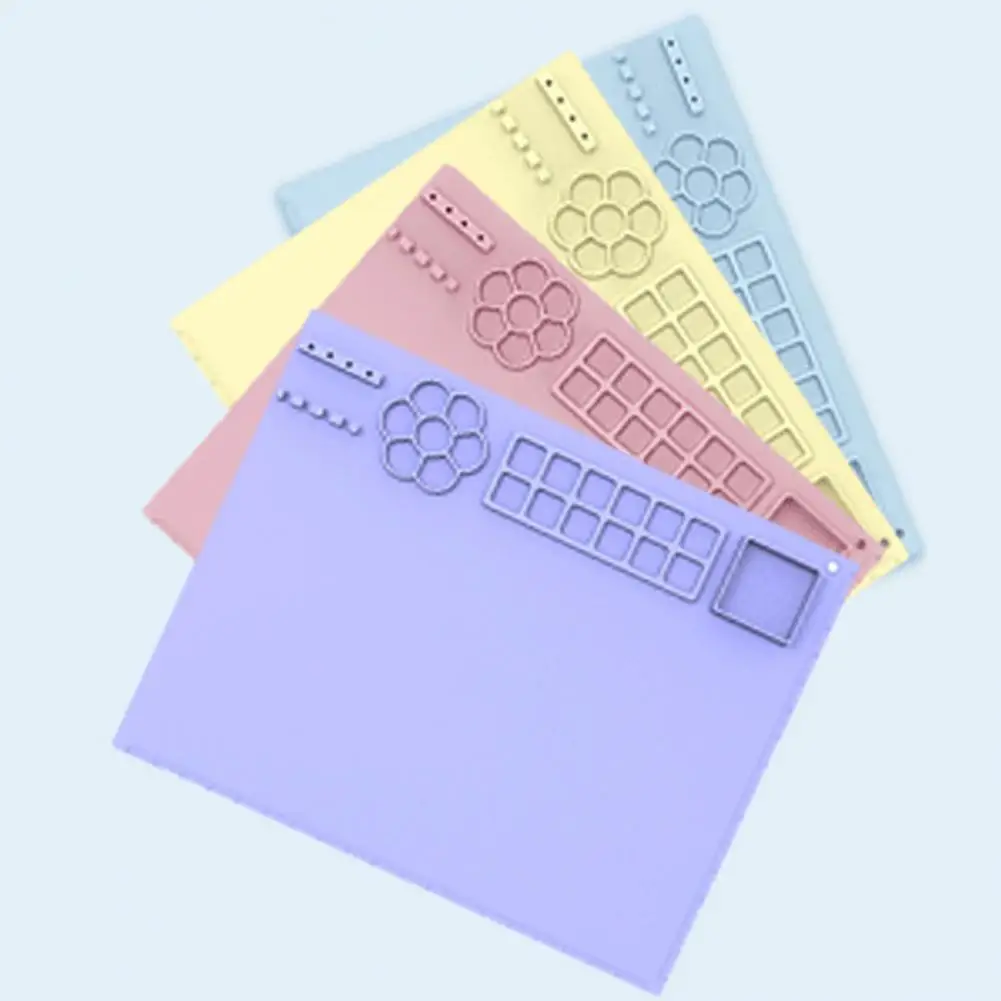 Silicone Painting Mat Silicone Craft Mat with Cup Non-stick Painting Surface Foldable Kids Art Mat Easy-maintenance for Crafts