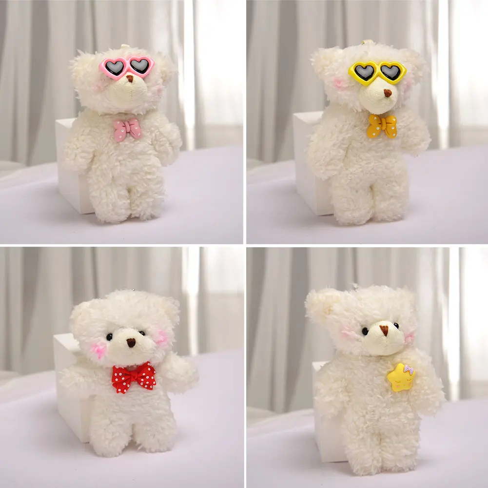 10cm/12cm Cute Bear Plush Keyring Pendant Soft Stuffed Plush Keychain Toy Backpack Pendant Birthday Gifts for Children