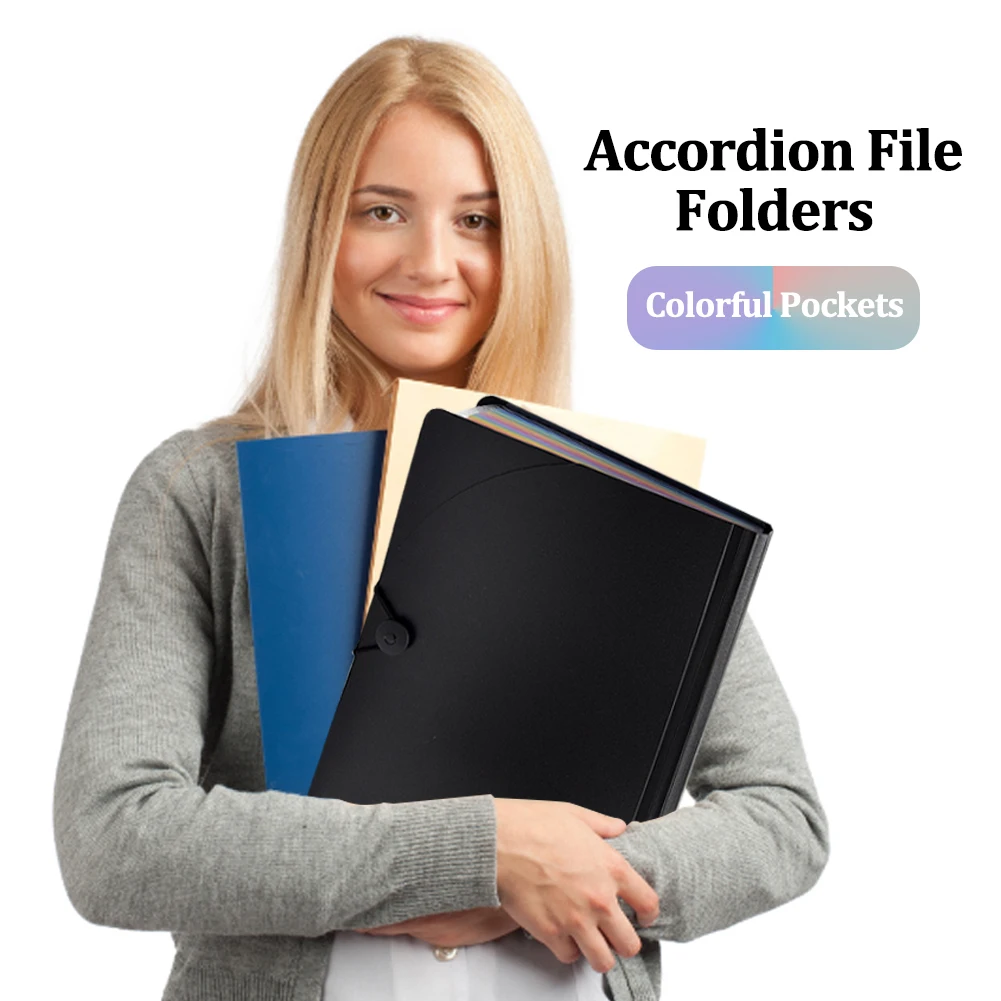 Caixa De Recibo De Papel Expansível Com Tampa, 13 Bolsos, Documento Portátil, A4, Tamanho De Carta, Escritório, Bill Arco-íris, Organizador De Arquivos De Acordeão