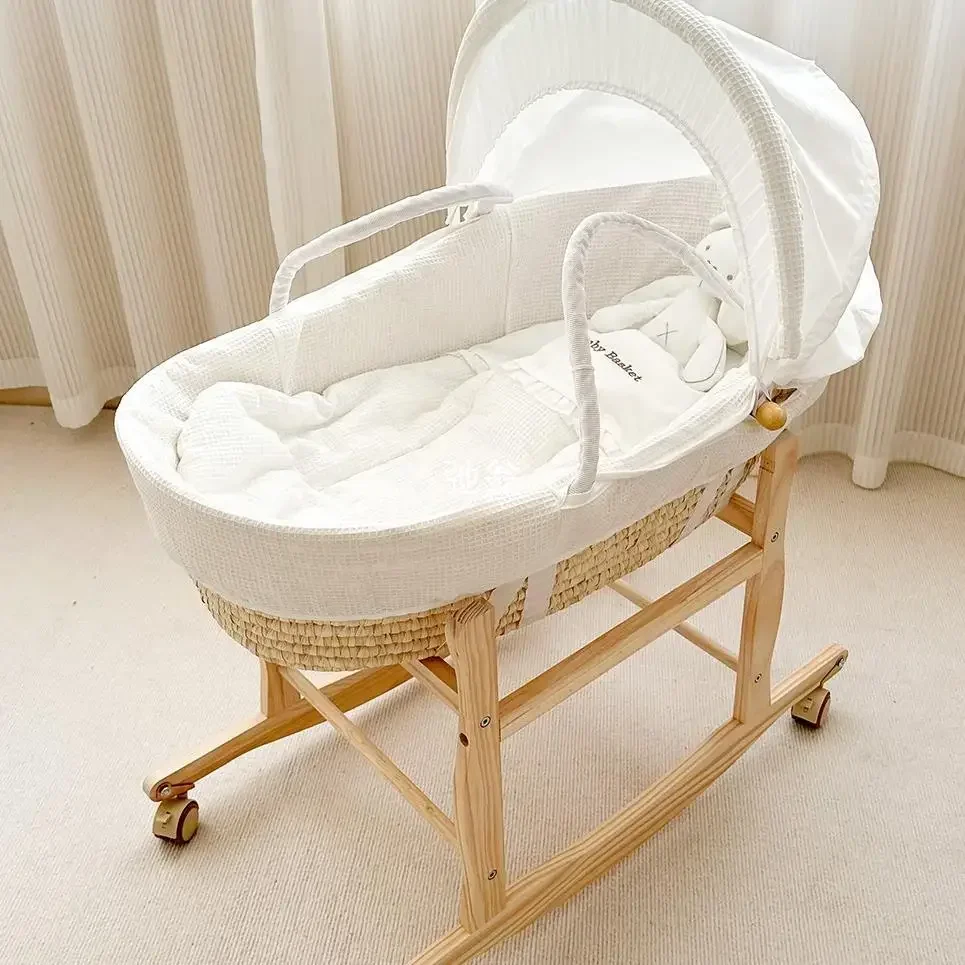 

Baby Cradle Basket Portable Napping Basket Bed Middle Bed Newborn Handheld Basket Baby Recliner Handmade Weaving