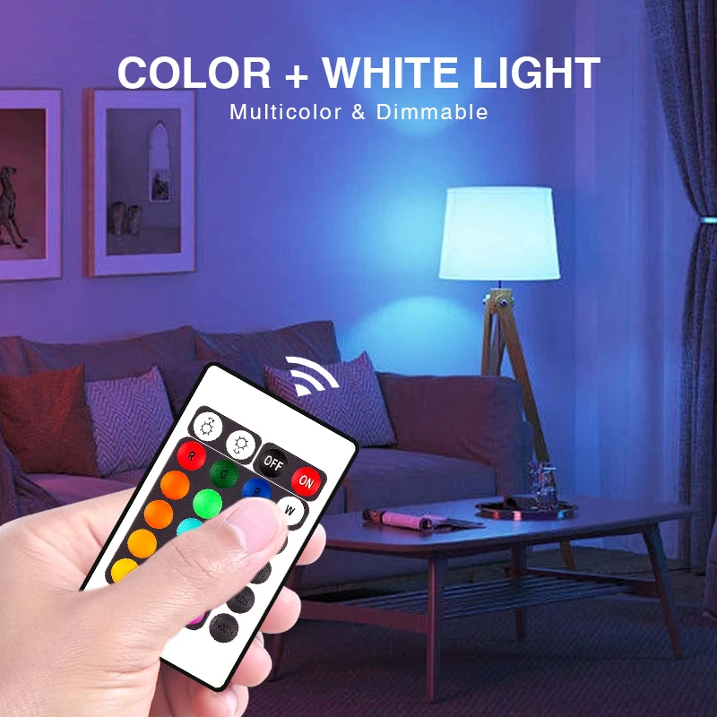 1-10 قطعة 16 ألوان تغيير ضوء E27 مفتاح التحكم عن بعد LED لمبة مصباح 220 فولت عكس الضوء RGB الأبيض تغيير ملون لغرفة النوم المنزلية