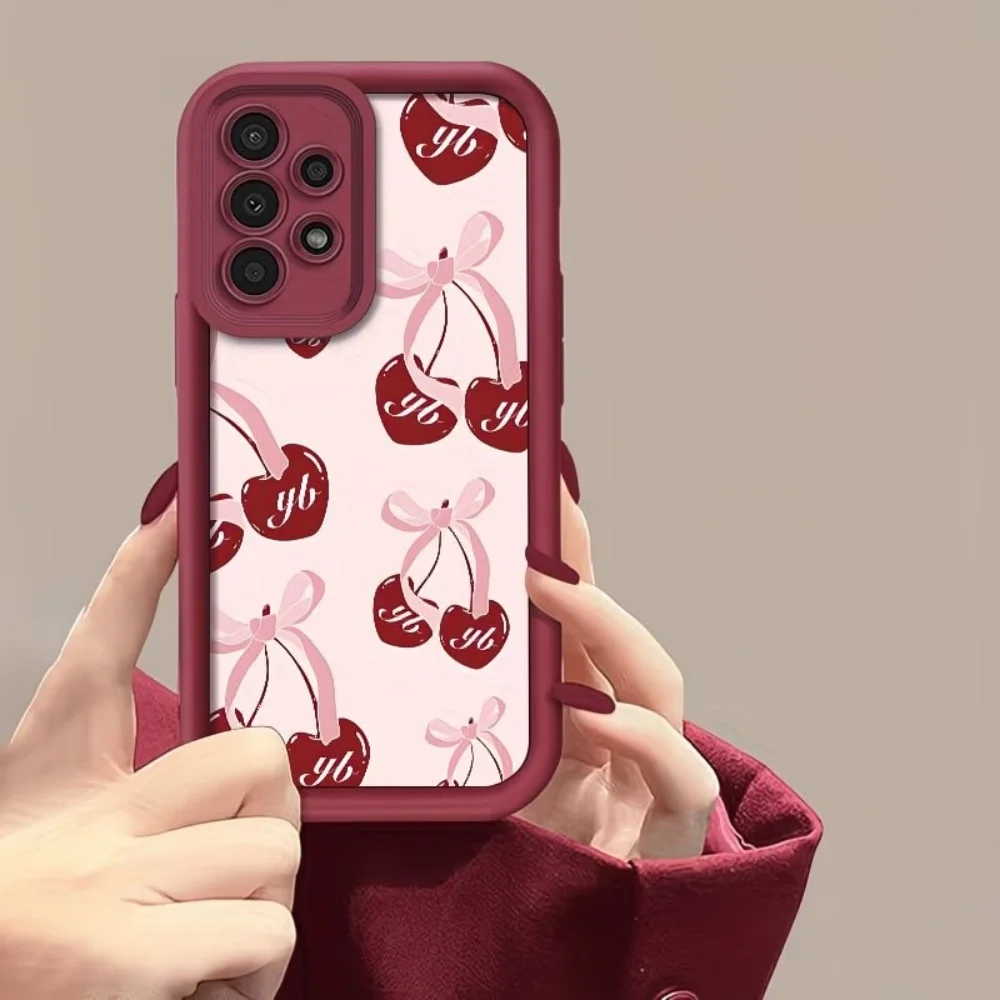 Hot Sale Cherry Bow Soft Anti-Fall Phone Case For Samsung Galaxy A73 A72 A71 A56 A55 A54 A53 A52 A52s A51 A50 A50s 4G 5G Cover view 3