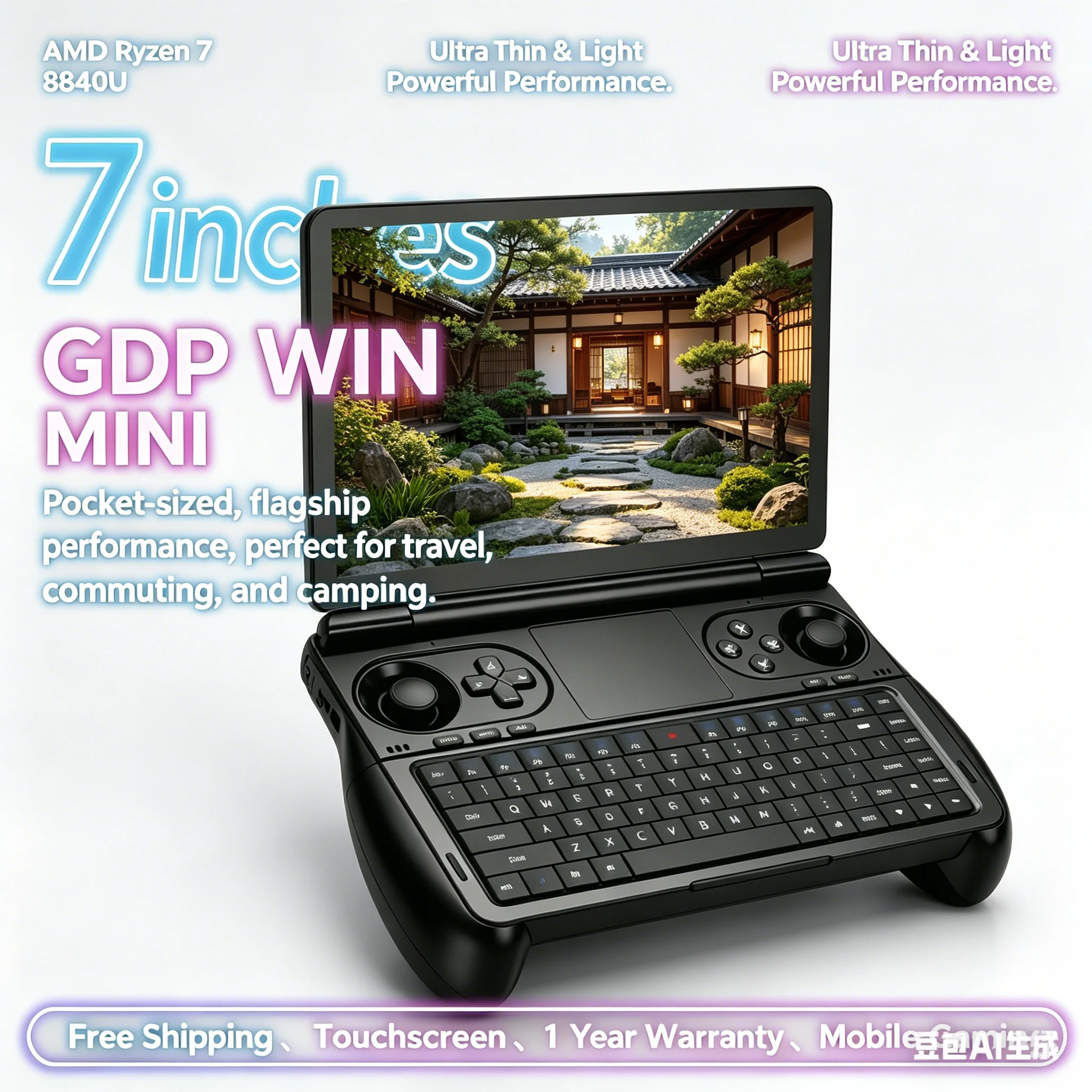 Thunder Strong GPD WIN Mini AMD AI 9 HX 370 7 Inch Premium Handheld GamePad Tablet 32GB RAM 2TB PCIE4.0 Pocket Mini Laptop Game
