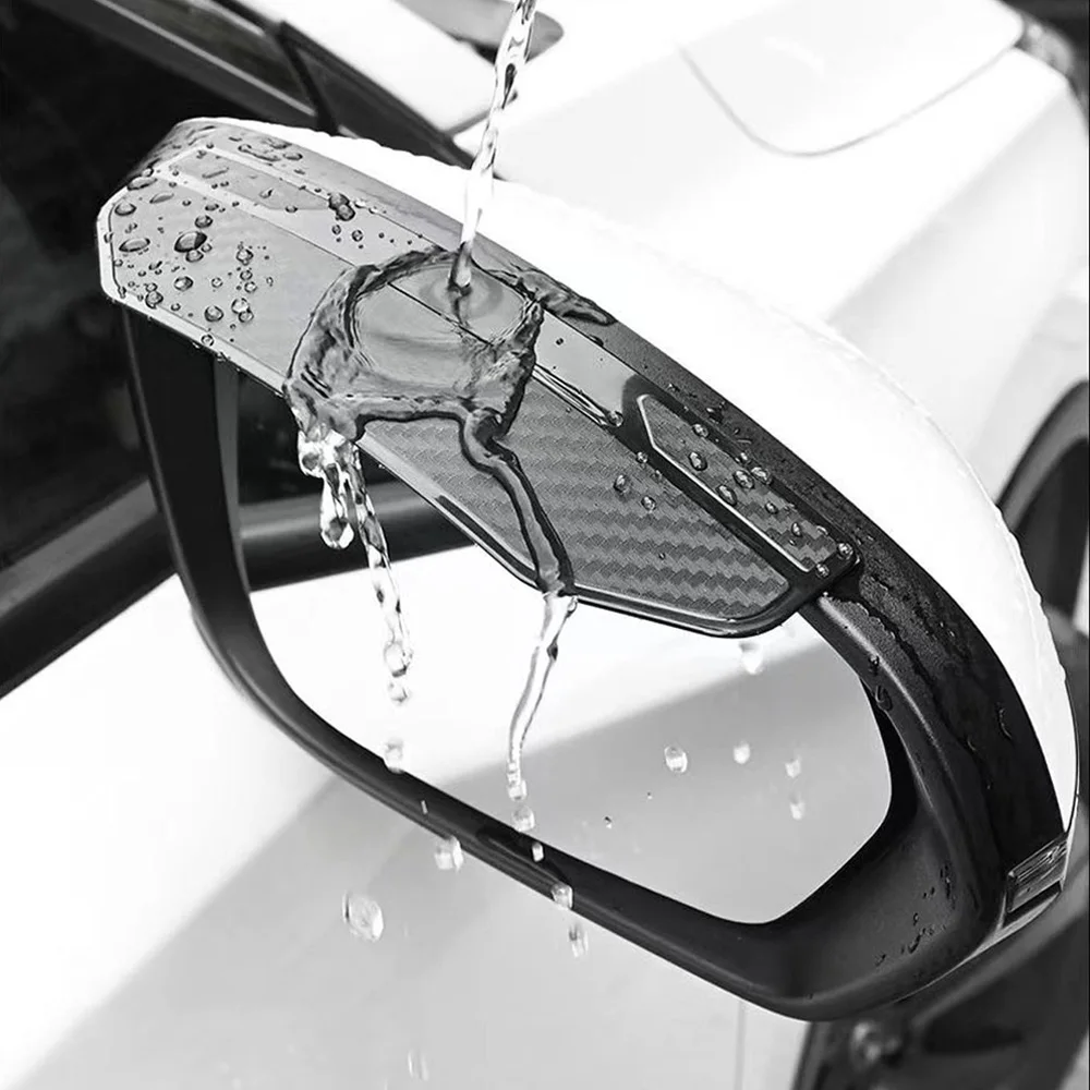 2x Universal Car Rear View Mirror Rain Cover Sun Visor Eyebrow Side View Mirror Rain Guard Protection Cover Sticker Accessories
