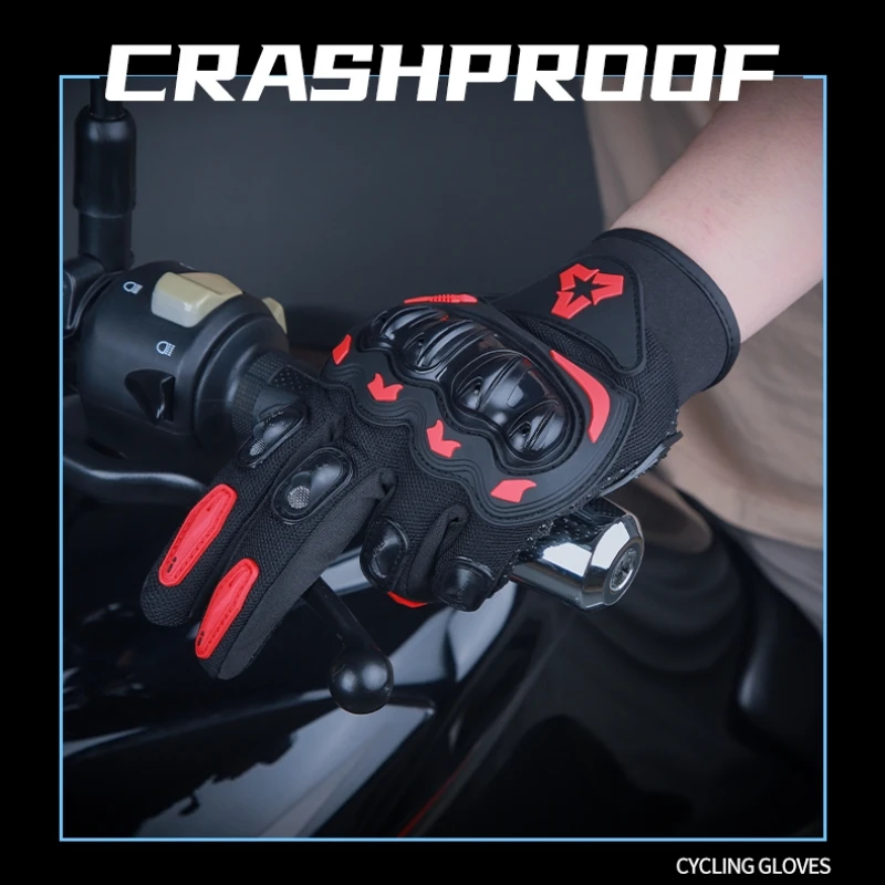 VEMAR Summer Touchscreen Motorcycle Gloves Men Black Women Red Full Finger for ATV MTB Cycling Motocross Motorbike Riding