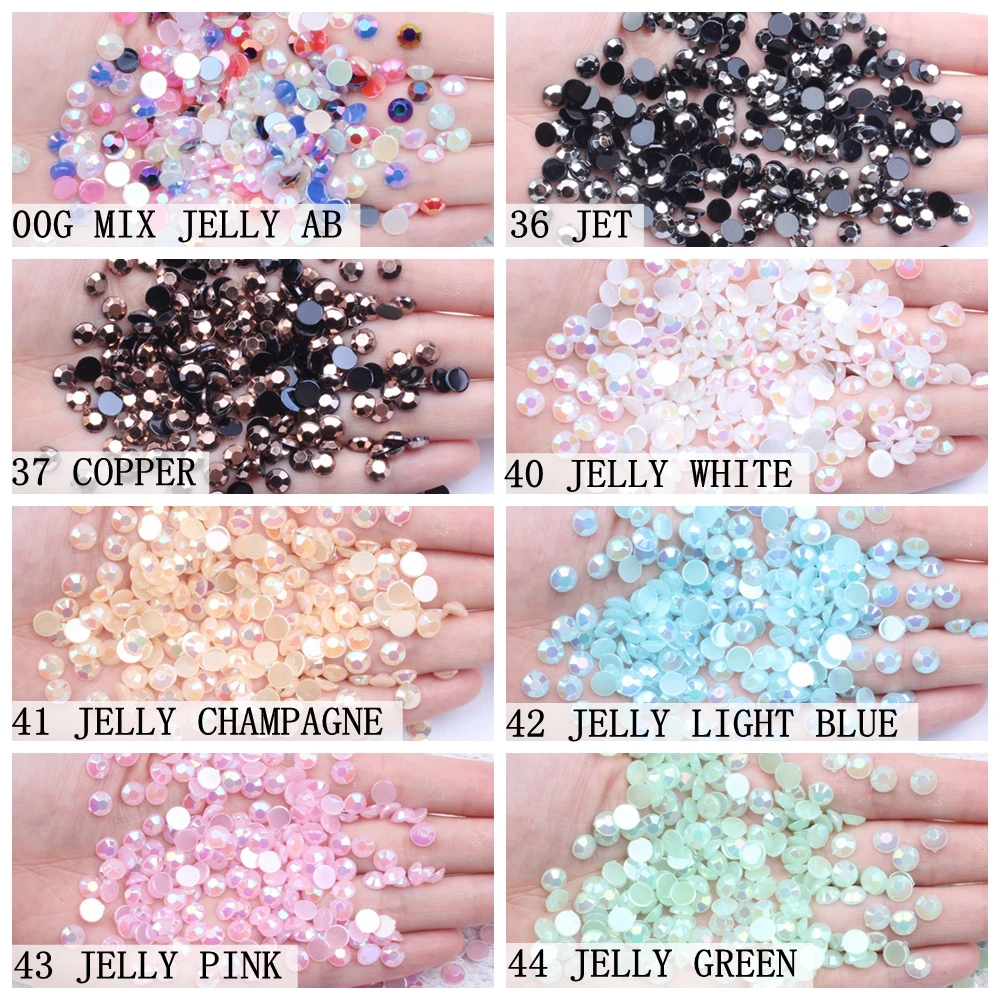 

1.5-8mm Acrylic Rhinestones Half Round Beads Flatback Facets Many Jelly Colors Glue On DIY Craft Backpack Garment Accessories