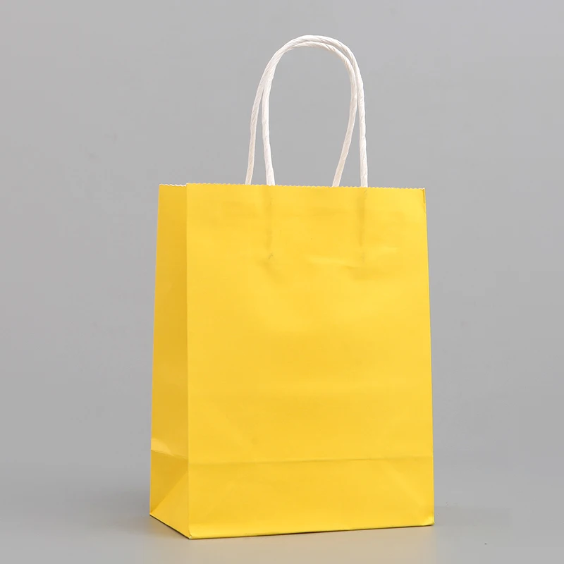 10/20/30/40/50pcs lot color kraft paper bag with handles 21x15x8cm Festival gift bag High Quality shopping bags